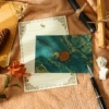 3 dark green envelopes + 8 white rabbit letter papers + 3 fire paint seals [fire paint wax material]