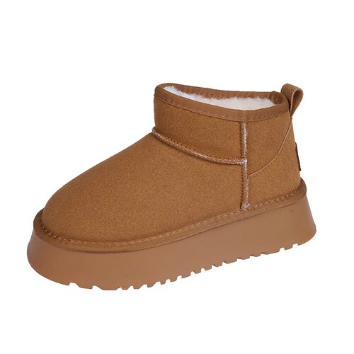 Women's Snow Boots 2025 Winter Fleece Lined Thick Sole Celebrity Style Outdoor Waterproof Warm Bread Cotton Shoes