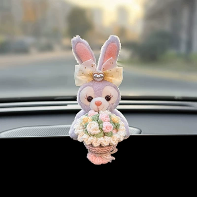 Car Dashboard Decorations, Cute Linabell and Stellalou Car Toys for the Dashboard Screen (Car ornaments) - buying-agent-level-sweet-face-holding-flower-star-dew