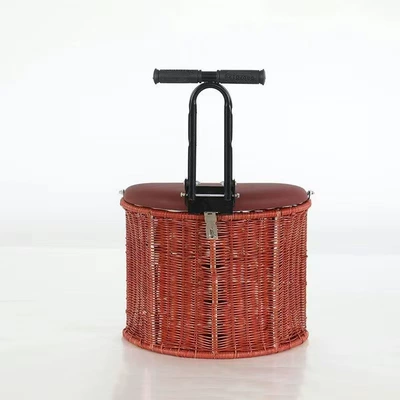Electric Child Seat Seat, Electric car child seat - three-wheel-bamboo-basket-wine-red-armrest