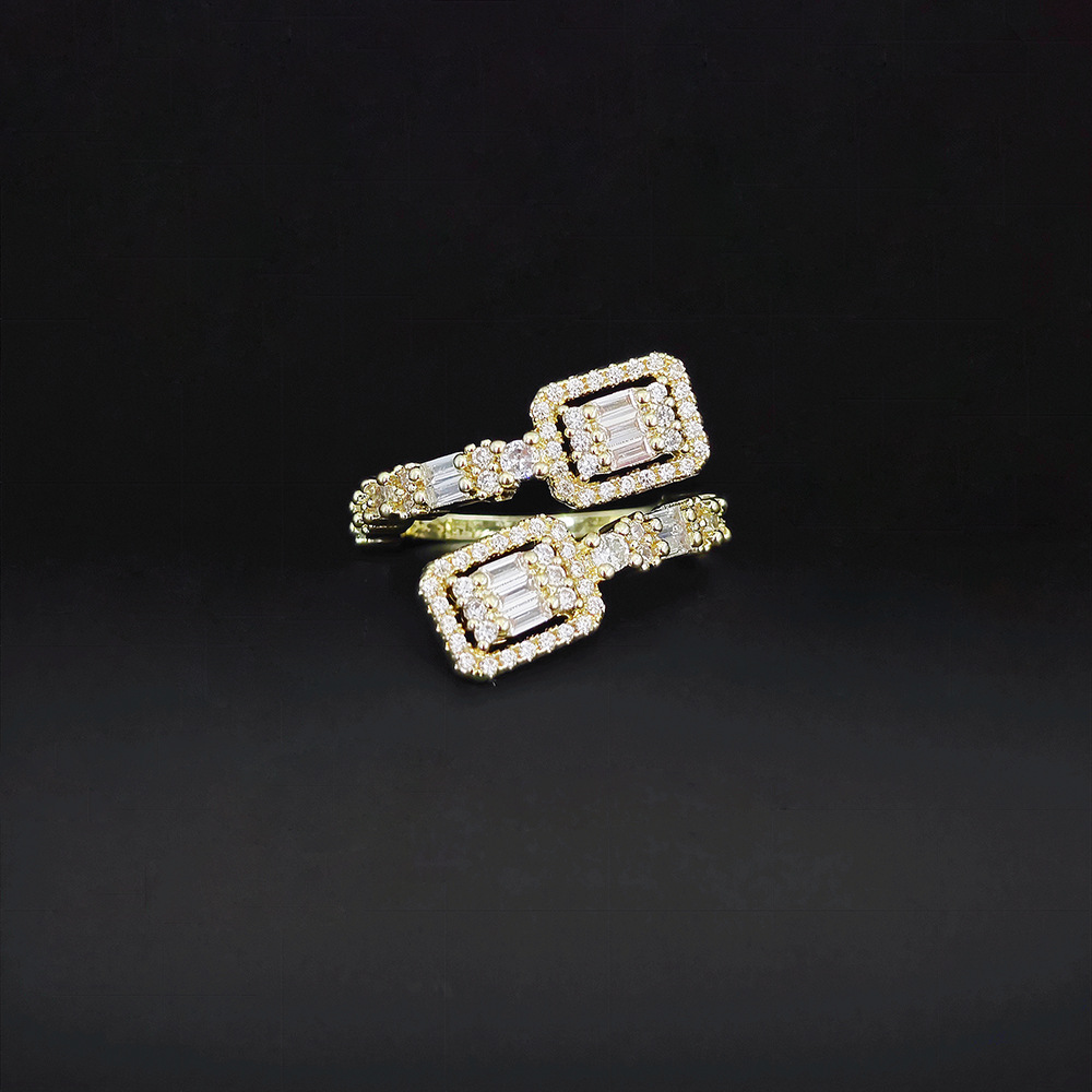 Zircon Inlay Material Wholesale Jewelry Shiny Geometric Copper Zircon Inlay Open Rings