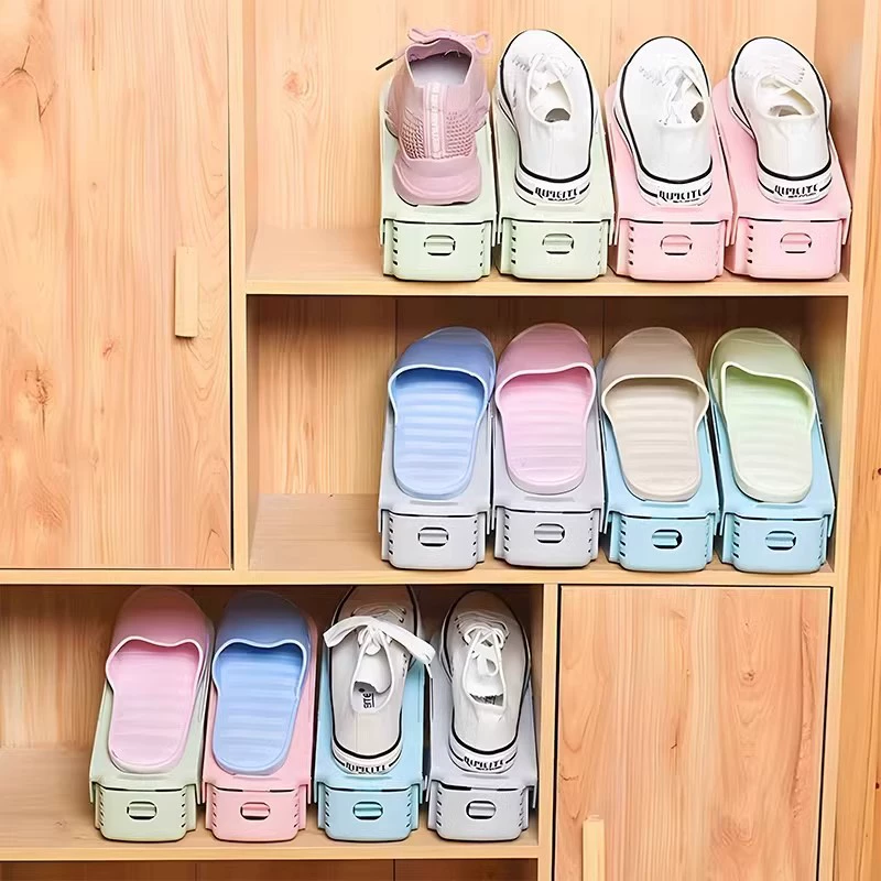 Creative double -layer shoe rack adjustable storage thick shoe supporting simple home dormitory integrated 4 -gear hierarchical shoe support