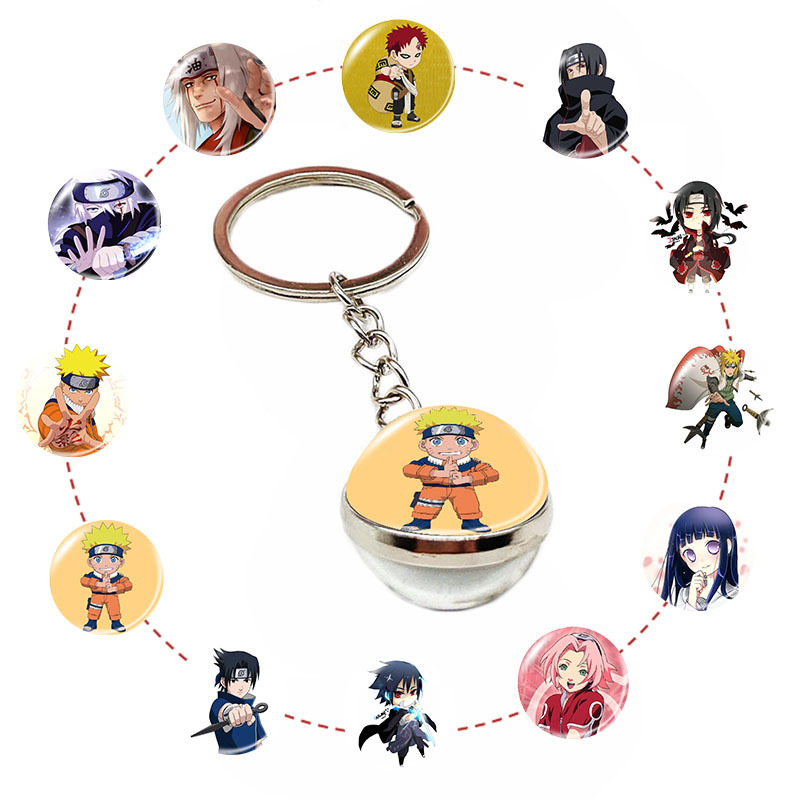 Foreign trade new Naruto peripheral double-sided glass hemisphere time gem key chain pendant car bag pendant
