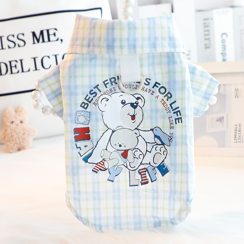 Dog Clothes Spring and Summer Clothes Thin Cat Cute Printed Shirt Cotton Soft Traction Small Dog Teddy Pet 5766