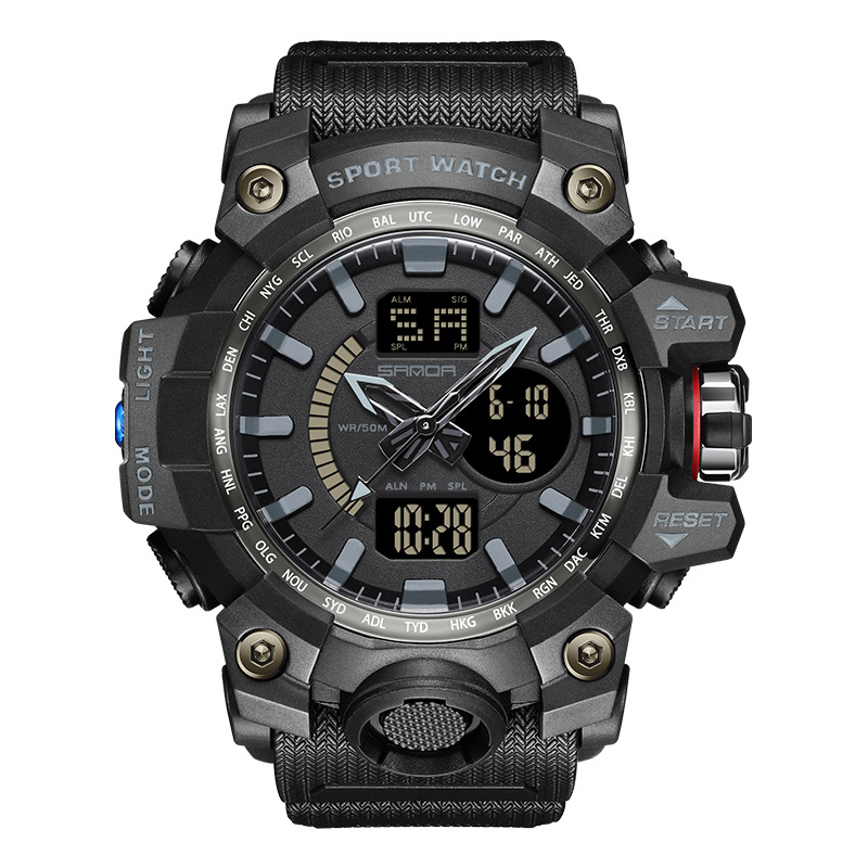 SANDA 3132 reloj electrónico de los hombres de moda personalizado reloj digital estudiante al aire libre impermeable reloj multifuncional