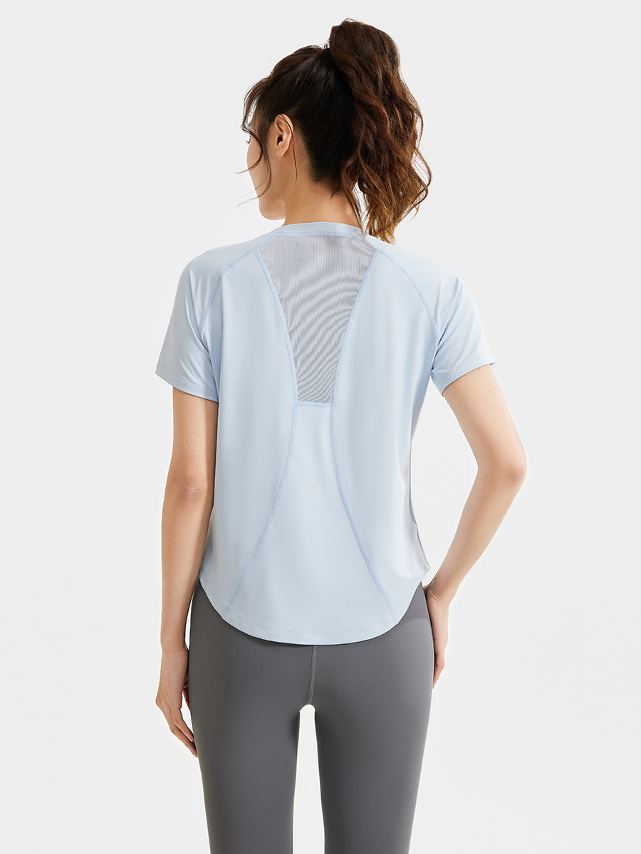 Juyitang nuevo traje casual de primavera y verano blusa de malla camiseta leggings deportivos de cintura alta traje de fitness delgado