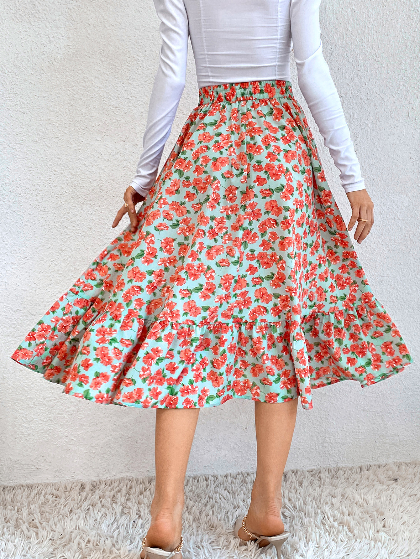 182g Weight Midi Dress Dress Length Type Skirt Dresses Type Spandex, Polyester Fabric Type High Waist Waist Line Inelastic Elasticity Holiday, Daily Occasion Regular Fit Fit Type Ditsy Floral, Leopard Pattern Spring, Autumn Season Women's Gender Casual, Streetwear Style Spring Autumn Casual Streetwear Ditsy Floral Leopard Spandex Polyester Midi Dress Skirts 15