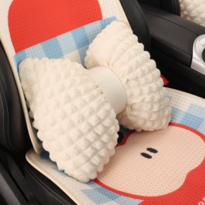 Seat cushion, seat cover, Car Seat Cushion Cartoon Design - one-white-puff-pillow