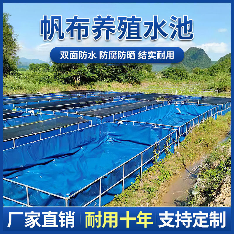 帆布鱼池一整套防晒防漏高密度养鱼水池水蛭鱼池布刀刮布加厚