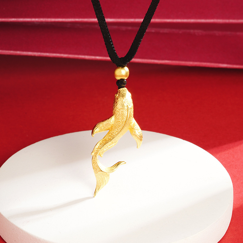 Vietnam arena oro pequeña ballena negro cuerda collar año por año peces chapado en oro Yiwu joyería al por mayor en vivo sala de transmisión colgante caliente