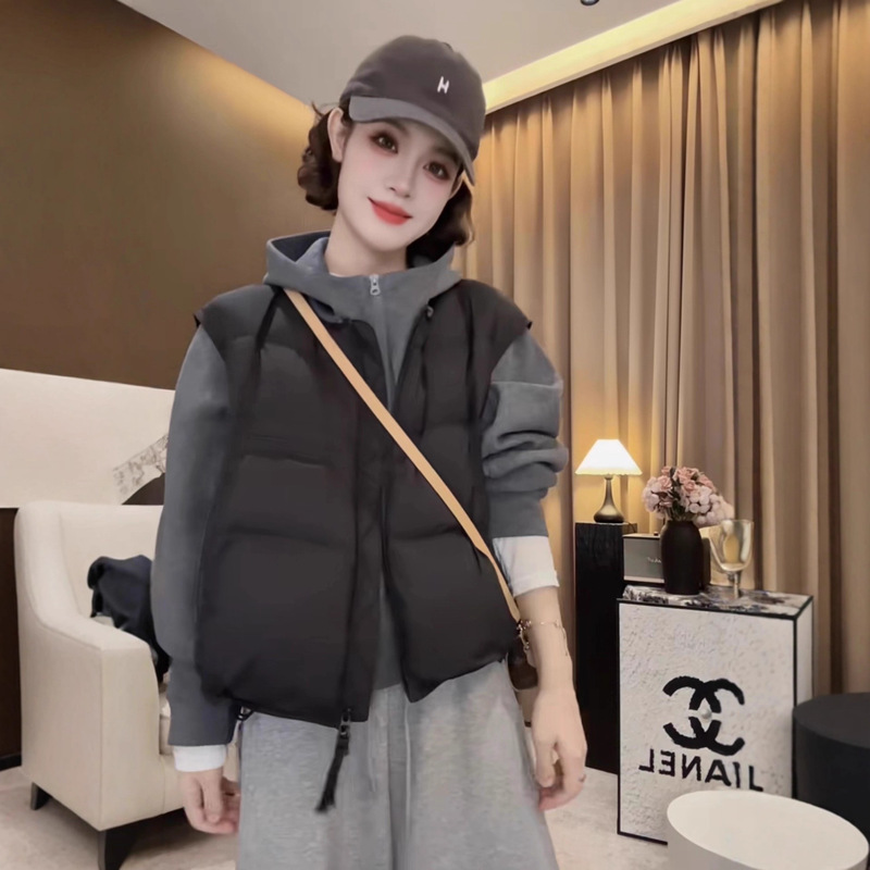 High-End Fashion Round Neck White Duck down Vest Women's 2025 Autumn and Winter Korean Style Sleeveless Waistoutwear Vest Jacket