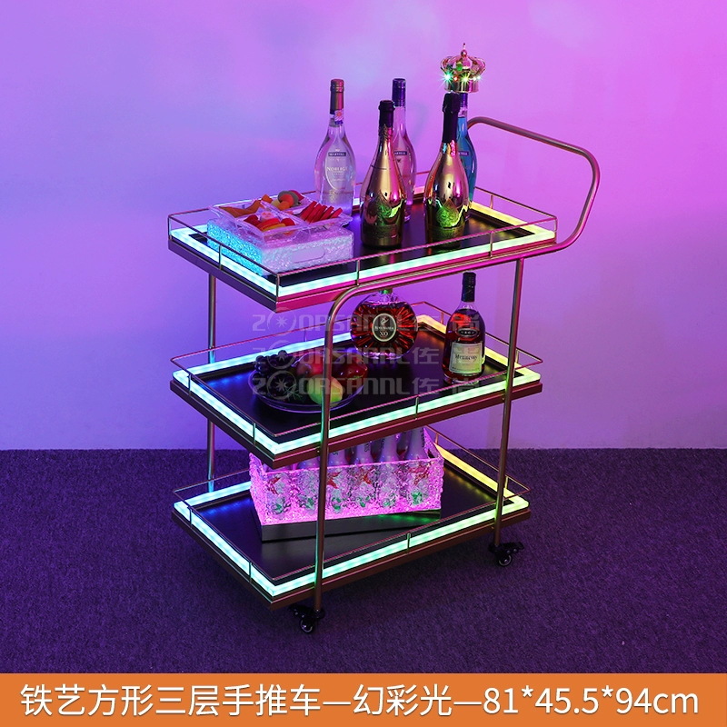 Bar ktv carro de vino luminoso carro de pastel de cumpleaños carro de comida de vino de noche LED carro de vino