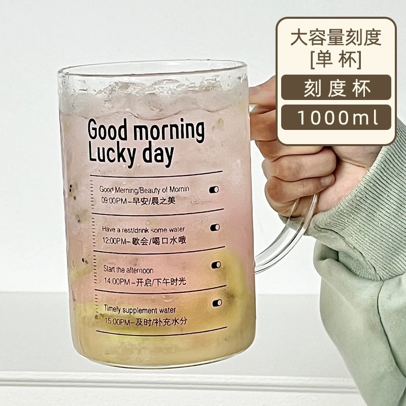 Vaso de vidrio de borosilicato de 1 L con pajilla