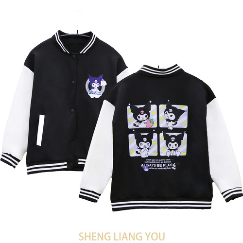 Girls' Han Version Baseball Jacket  Autumn New Casual Contrast Color Lulùmi Print Baseball Jacket Trend