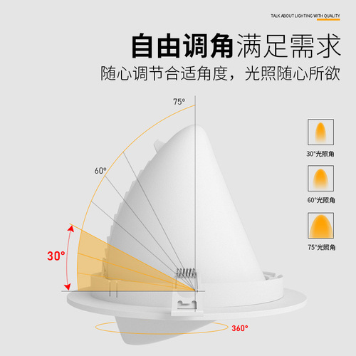 服装店射灯嵌入式实体店铺展厅商用led牛眼灯可调角孔灯cob象鼻灯