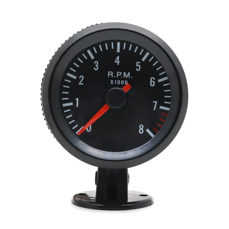 Cross-border hot 2-inch 52mm black white LED car tachometer 0-8000rpm suitable for 1-8 cylinder