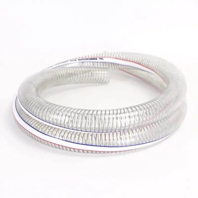 Manufacturer's transparent high-pressure spiral steel wire reinforced plastic hose, temperature resi