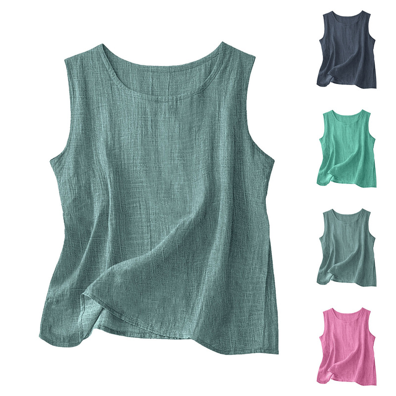 2025 New Summer Style Homemade Literary Style Washed Bamboo Sleeveless Bottoming Vest