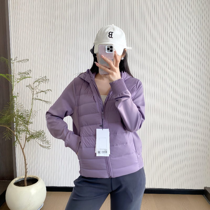 lulu薄款压胶羽绒服连帽紧身显瘦运动短外套防水羽绒外套秋冬公版|undefined