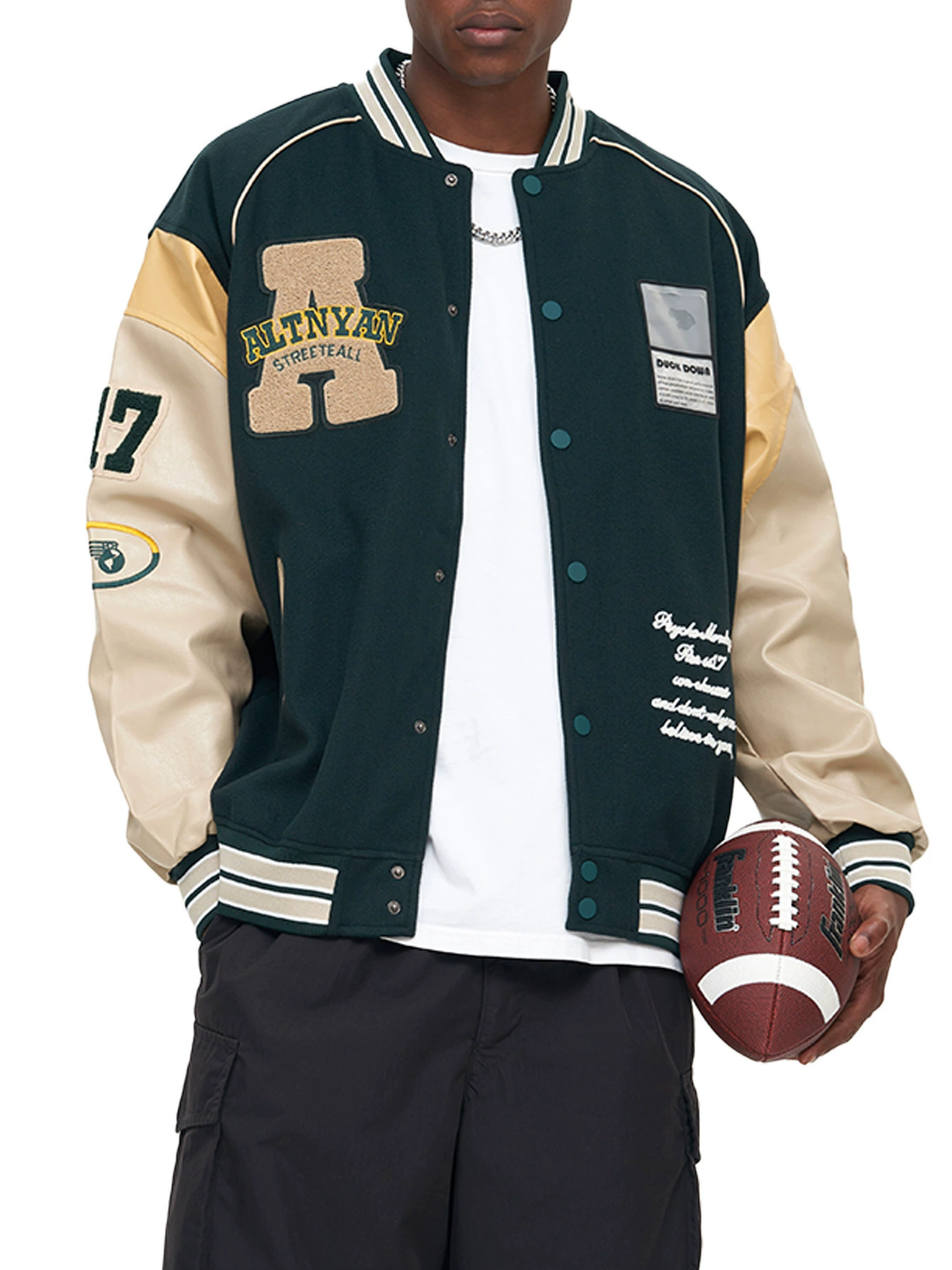 Бейсбольная куртка унисекс, демисезонный varsity‑бомбер с контрастными рукавами и вышивкой