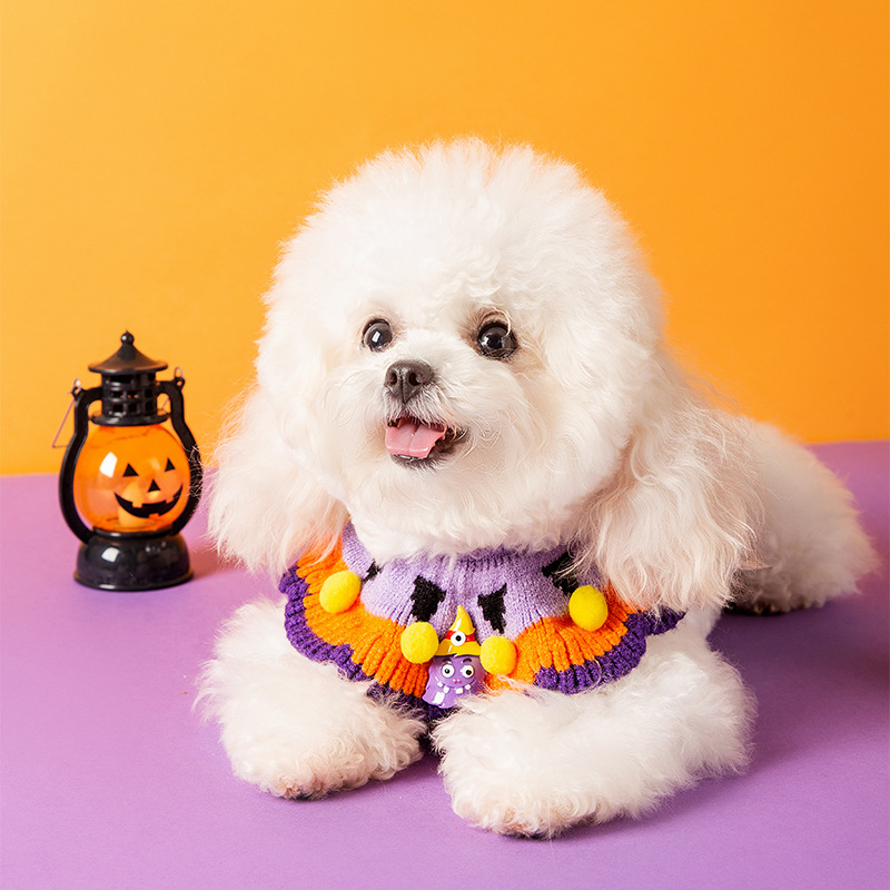 犬の服のカボチャのハロウィンのニットの首輪のペットは猫の帽子の犬のよだれかけのかわいい首輪を飾ります。|undefined