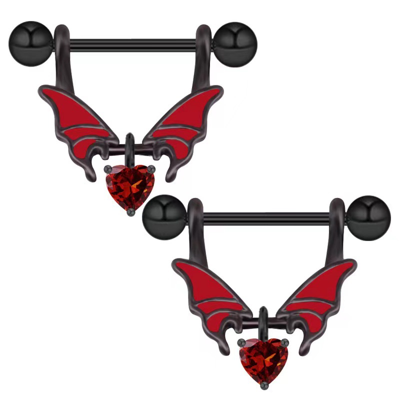 New Hot-Selling Dark Halloween Stainless Steel Bat Nipple Little Devil Navel Piercing Jewelry In Stock_voghion.com