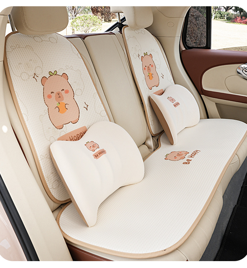 Memory foam car headrest lumbar support khaki Barra car pillow comfortable breathable Ice Silk universal car neck pillow