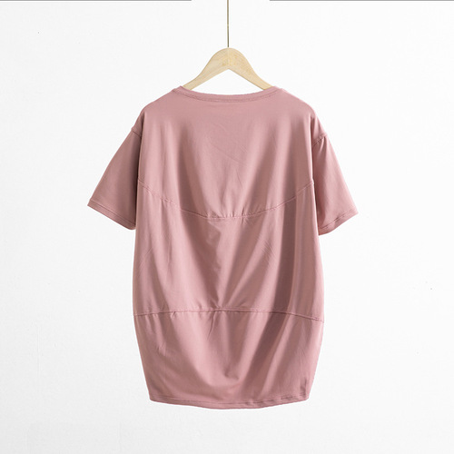 Cross-border same item yoga short-sleeved back in action loose sport top women's yoga cover-up