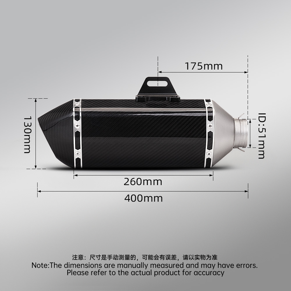 Universal exhaust pipe with a large hexagonal tail section, suitable for Z650, CBR400, MT09, 703RR, and 500F motorcycles
