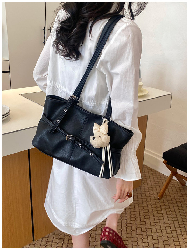 Túi nách nữ dáng hộp ngang phong cách đường phố, túi tote đeo vai đơn giản dung lượng lớn — Bạc không có mặt dây chuyền, Gạo trắng không có mặt dây chuyền, Màu cà phê Không có mặt dây chuyền, Màu hồng không có mặt dây chuyền chi tiết 20