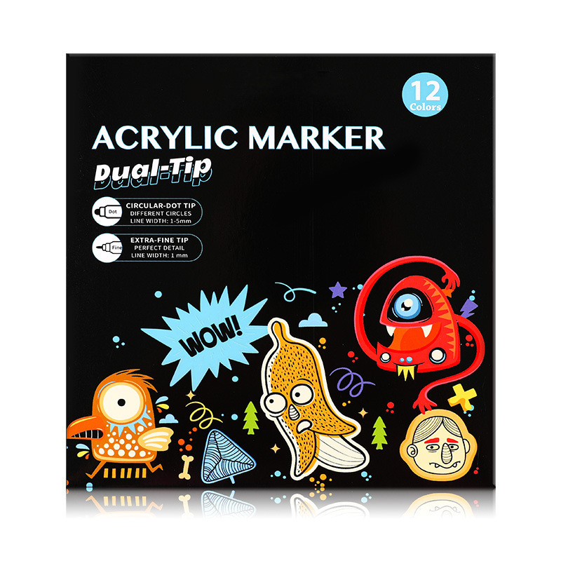 Extensión acrílica transfronteriza, doble cabezal, color apilable, bolígrafo acrílico a base de agua, pincel de pintura de color, juego de bolígrafo Dudu