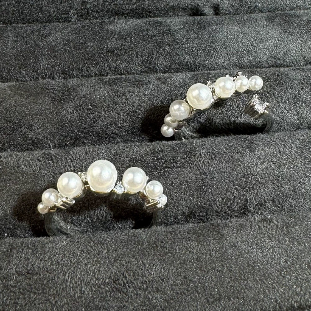 Дизайнерское маленькое Zirconium из жемчига, модное универсальное кольцо с камнем, простой и элегантный дизайн, стиль лёгкой роскоши, тренд сезона, стиль высокого качества