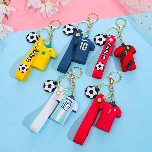 Creative Football Star Jersey Keychain Accessory Hook Ornament Exquisite Bag Hanger Car Keychain Gift Wholesale