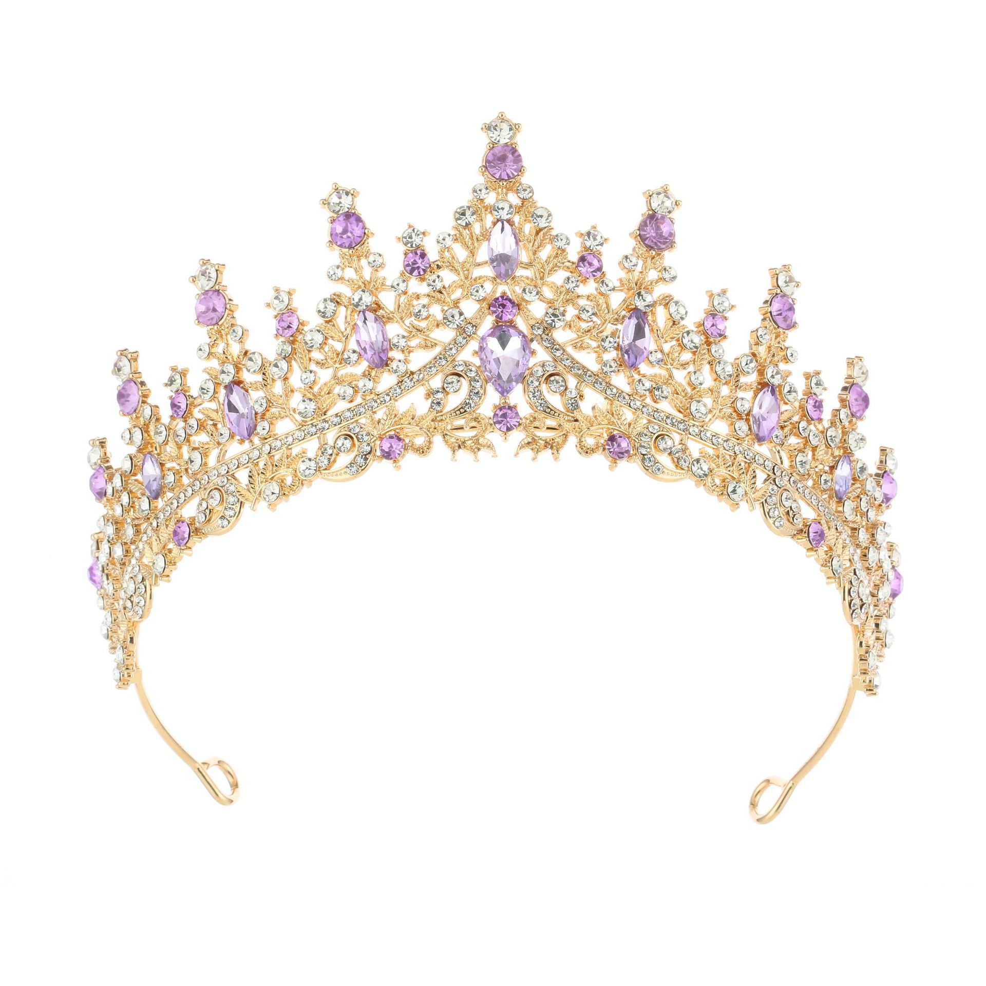 Simple Style Solid Color Alloy Inlay Zircon Crown display picture 3