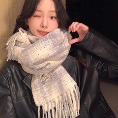 彩虹豆围巾女秋冬季高级感韩版2025新款学生情侣百搭冬天保暖围脖