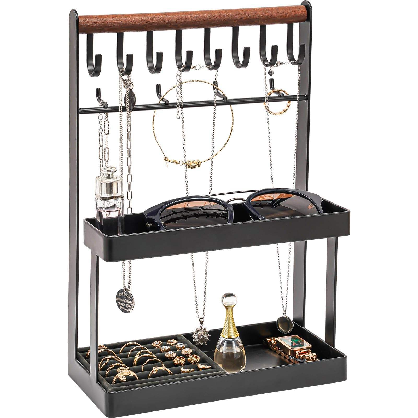 Jewelry Storage Rack, Makeup Table Necklace Storage Box, Wooden Jewelry Tower Storage Rack, Jewelry Storage and Display Rack