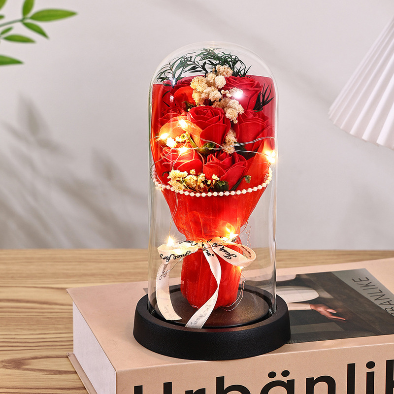 中国のバレンタインデーのギフトパールエッジ永遠の花ローズガラスカバークロスボーダー誕生日ギフト装飾品教師の日|undefined