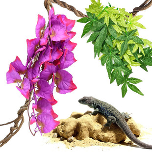 Artificial Flower Vine Wall Hanging Artificial Aquatic Plant Reptile Terrarium Lizard Snake Hiding Plant Artificial Vine with Suction Cup