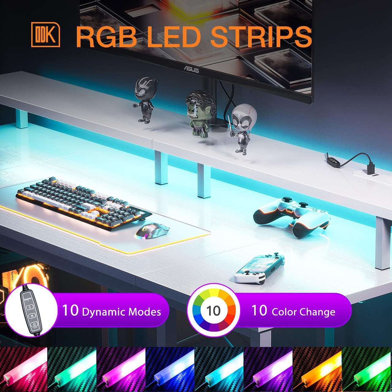 Mesa de computadora personalizada de comercio exterior mesa de juegos de 48 pulgadas con luz LED pantalla de computadora elevada mesa de oficina en casa