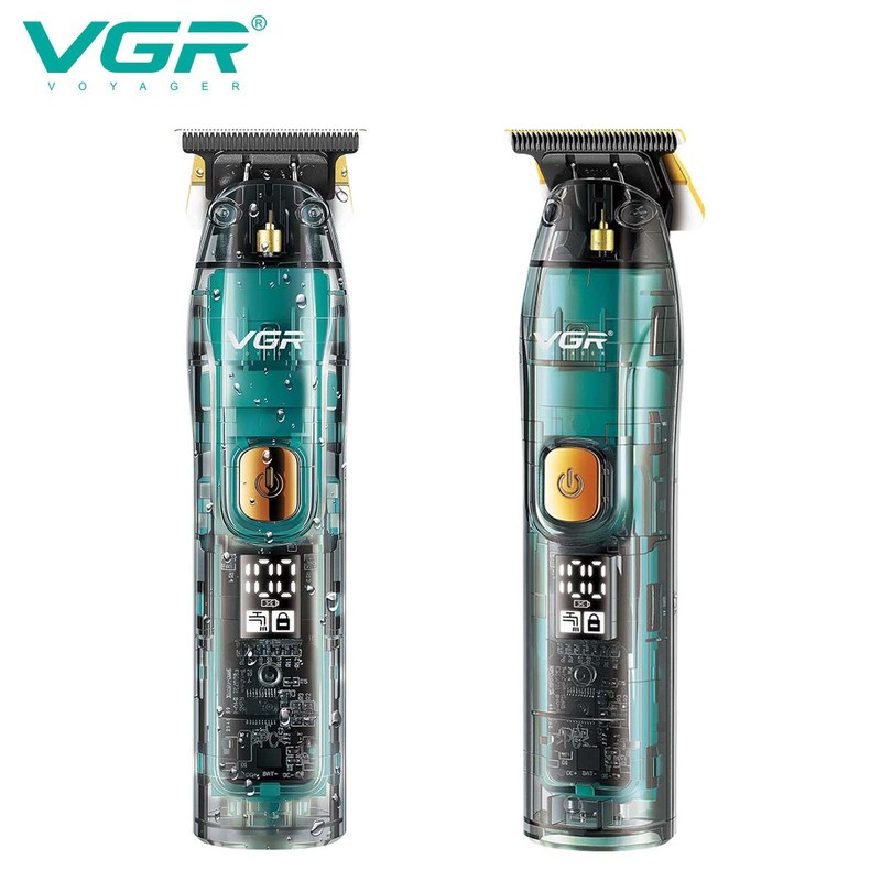 VGR961新型バリカン液晶デジタルディスプレイ搭載、サロン仕様、油性ヘア用電動バリカン、透明IPX7防水|undefined