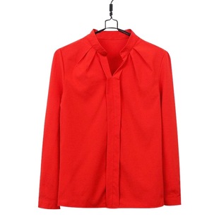 2023 Spring and Autumn New Women's Shirt Korean Long Sleeve Fashionable Casual Base Loose Slimming Red Chiffon Shirt for Women