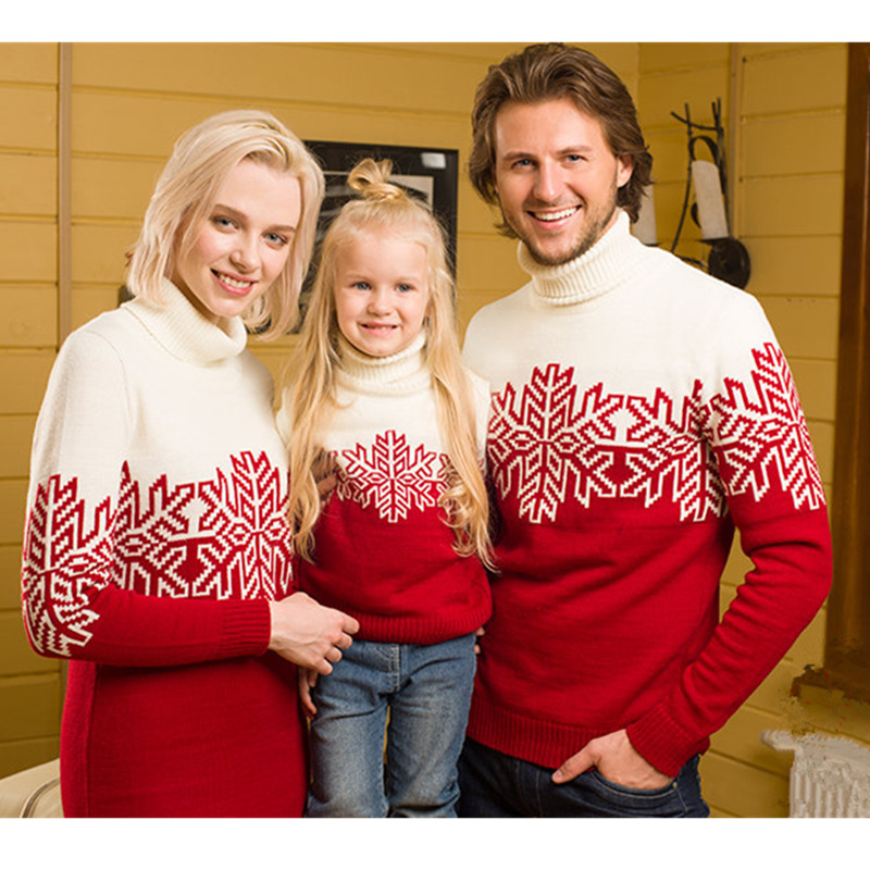 Mode Schneeflocke Polyester Jacquard Pullover Familie Passenden Outfits display picture 1