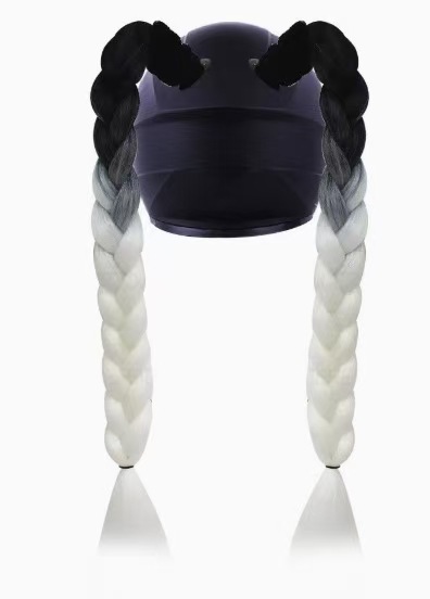 Trenzas de Peluca Doble Coleta para Casco de Moto 60 cm Sintético Con Ventosa para Casco de Motocicleta