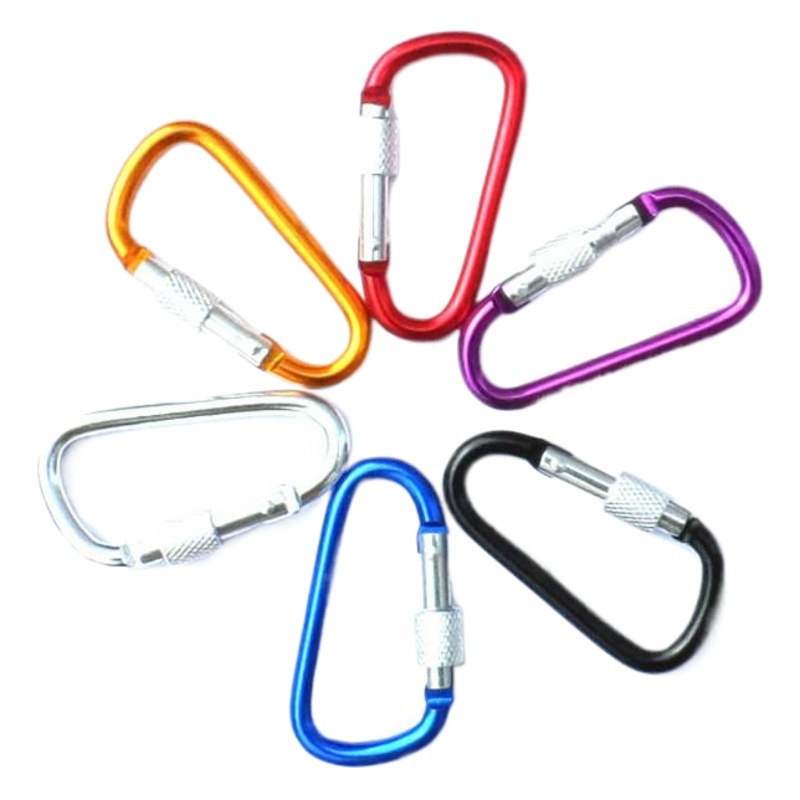 Suministro de fábrica de alta calidad N ° 8 en forma de D mosquetón de aleación de aluminio con cerradura grande en forma de D hebilla