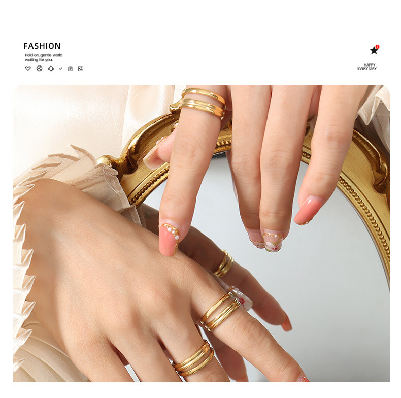 Fashion Solid Color Titanium Steel Rings Plating Stainless Steel Rings