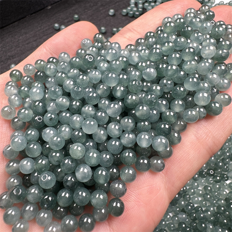 Guatemalan A-grade jadeite ice-blue water-grade raw bead pearls round beads accessories for bracelets and necklaces material