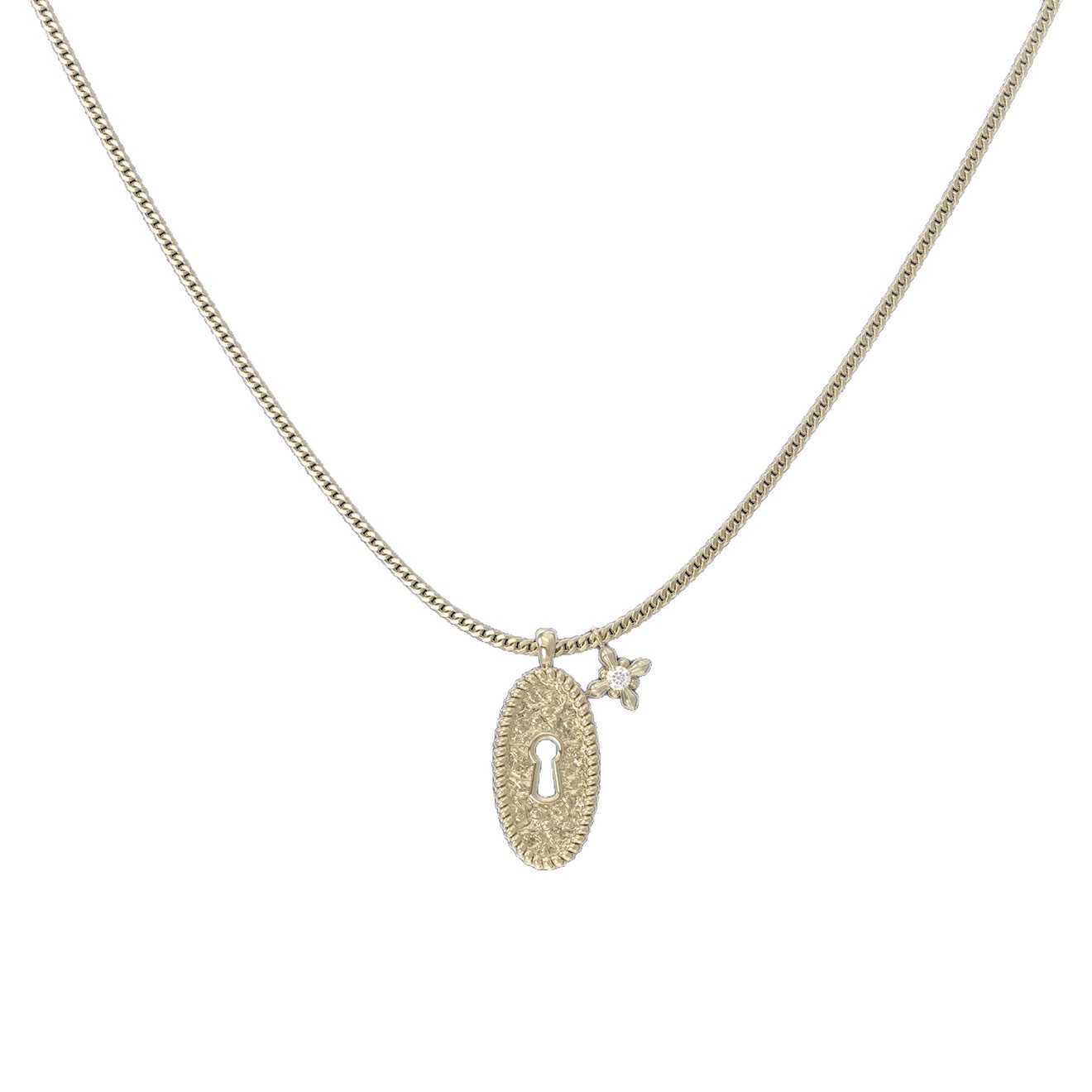 Iris Key Titanium Gold Necklace For Men - Simple Collarbone Chain_voghion.com