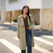 【伦敦故事】时髦双排扣中长款风衣纤莉秀大码女装胖mm2025秋新款