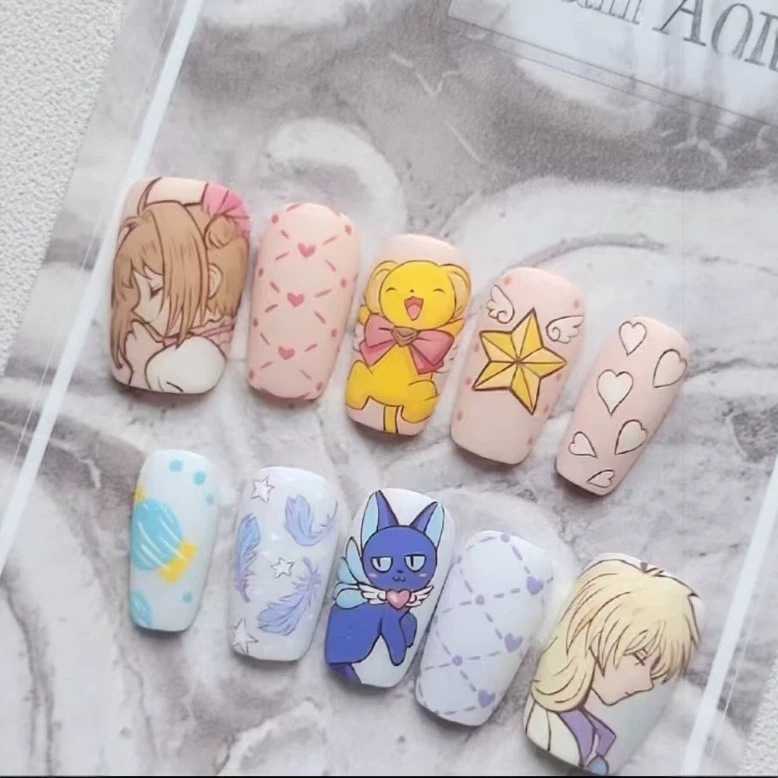 Cardcaptor Sakura Snow Rabbit Chinese Style Wearable Nails, Pink and Cute Kuromi Cartoon Soft Cartoon False Nail Stickers, Cross-Border Factory