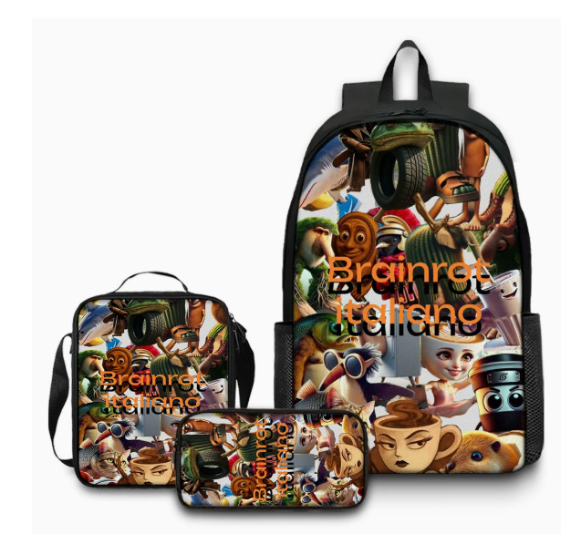 Nuevo producto transfronterizo Italian Brainrot Mochila con estampado digital